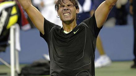 Grimasse des Erfolgs. Rafael Nadal nach seinem Triumph in New York.