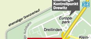 Geografische Lage des Kontrollpunkts Dreilinden.