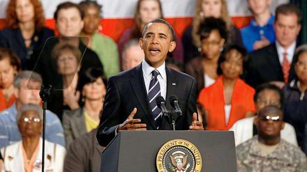 US-Präsident Obama bei seiner Wirtschaftsrede in Cleveland (Ohio).