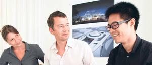 Erfolgreiche Planer. Bei „GKK+Architekten“ entwerfen Annett Pietrzak, Markus Funke und ihr chinesischer Kollege Bu Jiang (von links) Bauten für Peking und Guangzhou.