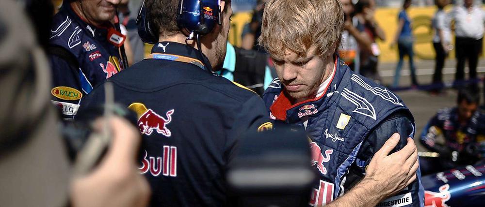 Im Fahrerlager ist Sebastian Vettel der Running Gag.