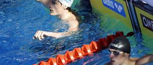 Der Franzose Agnel siegte knapp vor Biedermann (r.).