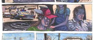 Gezeichnetes Roadmovie. Ein Ausschnitt aus „Die Reise mit Bill“.