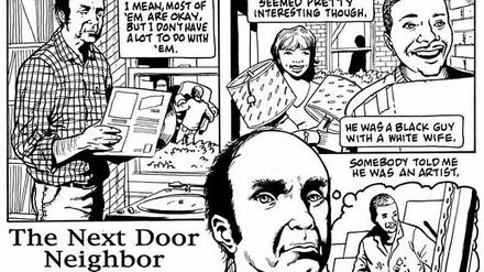 Unbekannter Nachbar. Szene aus einem Strip, den Rick Veitch nach Pekars Vorgabe für das Magazin "New York" umsetzte.