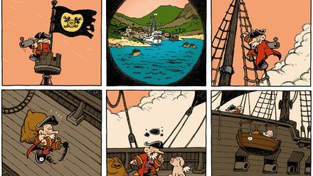 Fertig zum Entern! Ein Auszug aus Flix' Strip, der am Sonntag im Tagesspiegel beginnt.