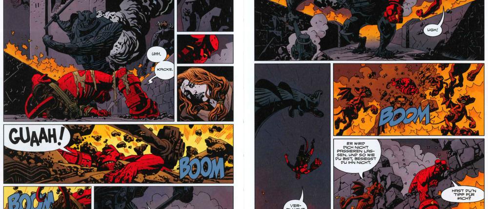 Moderner Klassiker. Eine Doppelseite aus dem zehnten Hellboy-Band.