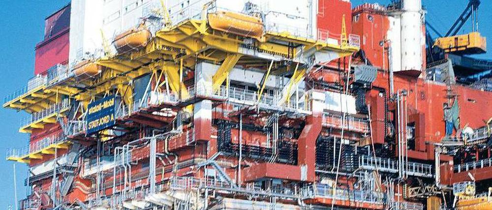 In der Nordsee. Von der Ölbohrplattform „Statfjord A“ vor Norwegen wurde im Mai 2008 ein Bohrunfall gemeldet, jedoch ohne dramatische Folgen wie im Golf von Mexiko.Foto: dpa