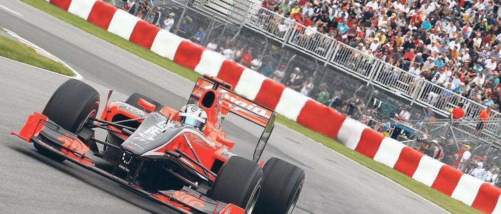 Im Rückstand. Der Virgin von Timo Glock ist nicht gerade ein Spitzenauto. Und es bessert sich nur langsam. Foto: dpa