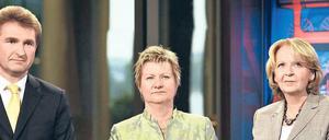 Versuch einer Ampel. Kraft, Löhrmann und Pinkwart (v.r.) wollen reden. 