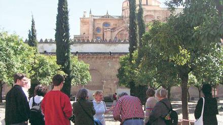 Für Menschen mit Fernweh. Ob Reiseleiter im Ausland oder Manager zuhause: In der Branche gehört ein großes Interesse an Geografie und an fremden Kulturen dazu. Das Foto zeigt eine Reisegruppe im spanischen Cordoba vor der Moschee-Kathedrale „Mezquita“. Foto: dpa