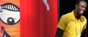 Sprinter Bolt of Jamaica arrives for news conference in Berlin