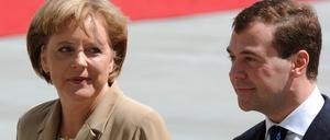 Medwedew und Merkel
