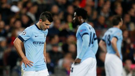 Blick nach unten. Sergio Aguero ist mit Manchester City mal wieder viel zu früh in der Champions League gescheitert.