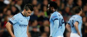 Blick nach unten. Sergio Aguero ist mit Manchester City mal wieder viel zu früh in der Champions League gescheitert.