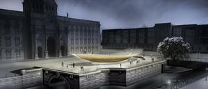 Wippen-Stopp. Das Einheitsdenkmal vor dem Humboldtforum wird wohl erst im nächsten Jahr gebaut werden können.