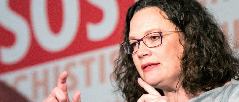 Andrea Nahles beim dreitägigen Bundeskongress der Jusos am 01.12.2018.
