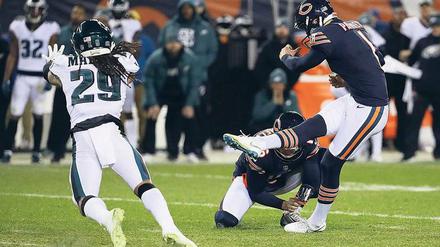 Der Fehltritt. Kicker Cody Parkey verschoss zuletzt das entscheidende Field Goal für die Chicago Bears, die daraufhin in den Play-offs ausschieden. 