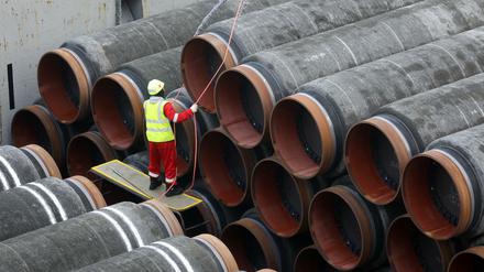 Die Rohre für die Pipeline Nord Stream 2 werden bereits in der Ostsee verlegt. 