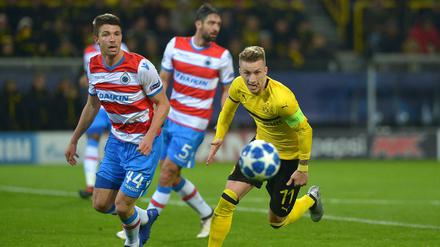 Zunge raus. Marco Reus mühte sich gegen Brügge redlich.