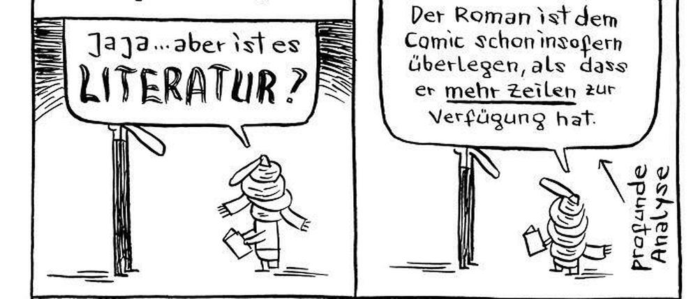 Aber ist es Literatur? Eine Seite aus Mahlers Buch „Franz Kafkas Nonstop Lachmaschine“.