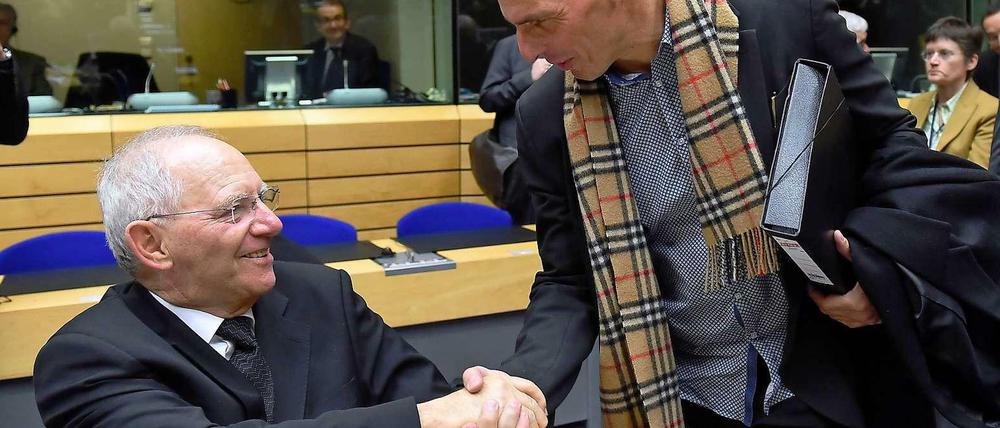 Finanzminister Wolfgang Schäuble (links) und sein griechischer Amtskollege Yanis Varoufakis.