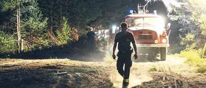 Im Einsatz. Teilweise waren mehr als 150 Feuerwehrleute in der Lieberoser Heide im Einsatz. 