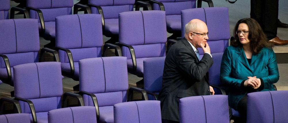 Die Einigung zum Nachzug haben die beiden Fraktionschefs Andrea Nahles und Volker Kauder maßgeblich verhandelt.