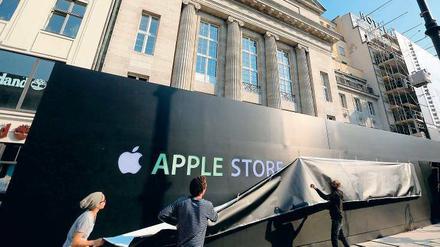 Jetzt ist es offiziell: Berlins erster Apple-Store macht am 3. Mai am Ku'damm auf. Logo und Schriftzug wurden bereits enthüllt. 