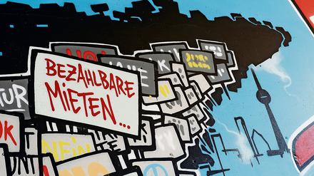 Ein Graffiti für bezahlbare Mieten am Kottbusser Tor.