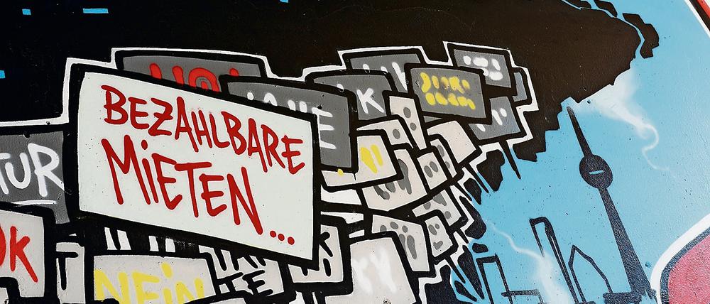 Ein Graffiti für bezahlbare Mieten am Kottbusser Tor.