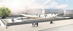 Diese Schale neigt sich, wenn sich genug Menschen am Rand versammeln. 