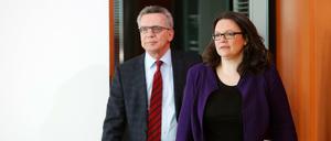 Bundesinnenminister Thomas de Maiziere und Bundesarbeitsministerin Andrea Nahles. 