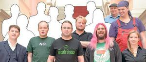 Immer weniger: Die Piratenfraktion nach der Wahl 2011. Noch Mitglied der Partei sind (von links): Reinhardt, Prieß, Morlang, Magalski, Kowalewski, Spies, Claus-Brunner und Graf. 