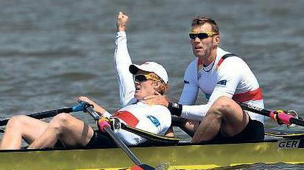 Hinten reingesetzt. Marcel Hacker (re.) wurde von Bundestrainer Marcus Schwarzrock zu Stephan Krüger (li.) ins Boot beordert. Die Chemie stimmt mittlerweile. 