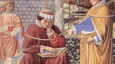 Nimm und lies: Augustinus wird bei der Lektüre von Paulus' Brief an die Römer bekehrt. Gemälde des Florentiner Renaissance-Malers Benozzo Gozzoli.