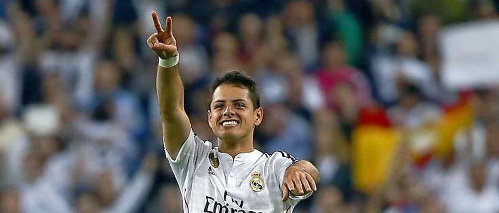 Das war's! Chicharito feiert sein Siegtor für Real.