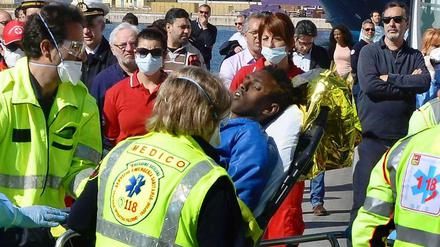 Entkräftet, aber angekommen: Tausende von Flüchtlingen suchen übers Mittelmeer den Weg nach Europa. Dieser Afrikaner schaffte es am Samstag nach Palermo.