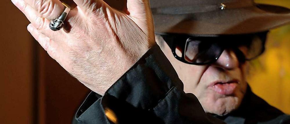 Udo Lindenberg bei der Vorstellung einer Unterrichtsbroschüre für Lehrer in Berlin und Brandenburg über das Musical "Hinterm Horizont" im Jahr 2011.