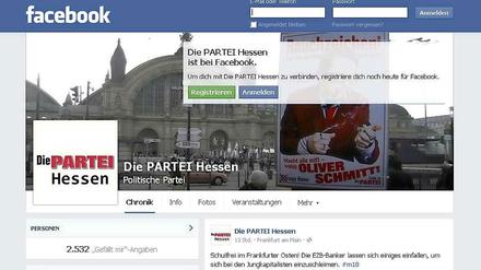 Die Facebook-Seite des hessischen Landesverbandes der Partei "Die Partei" ist seit Donnerstag nicht erreichbar