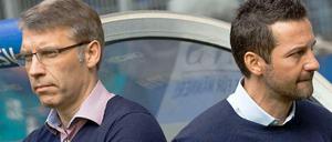 Zukunft und Vergangenheit: Sportdirektor Peter Knäbel (l.) übernimmt beim HSV nach der Niederlage gegen Hertha BSC, ob Josef Zinnbauer zu der U23 des Vereins zurückkehrt ist noch nicht abschließend geklärt.