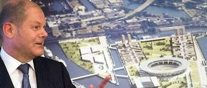 Hamburgs Bürgermeister Olaf SCholz wirbt für Olympia in der Hansestadt.