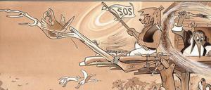 Eine frühe "Mecki"-Folge von 1955, damals noch im einfarbigen Sepia-Druck.