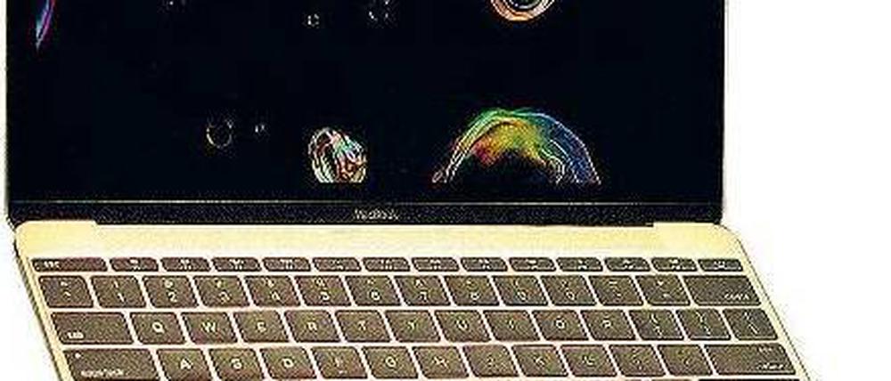 Eleganz und schlanker Auftritt haben ihren Preis: Das neue Macbook von Apple kostet in der Ausführung mit 512 Gigabyte Speicherplatz immerhin 1800 Euro. Das Dell XPS 13 wird für 1400 Euro angeboten. Foto: AFP, Promo