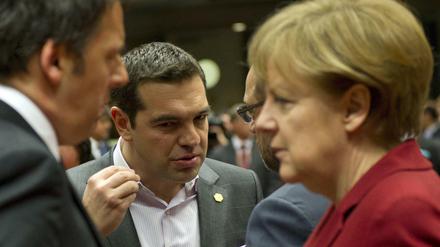 Der griechische Ministerpräsident Alexis Tsipras und Bundeskanzlerin Angela Merkel in Brüssel 