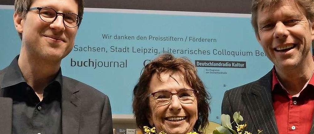 Gückliches Trio. Die Leipzig-Preisträger Jan Wagner (links), Mirjam Presseler und Philipp Ther.