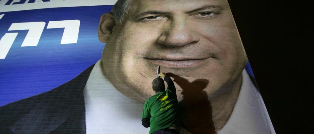 Wahlplakat für Benjamin Netanjahu. 