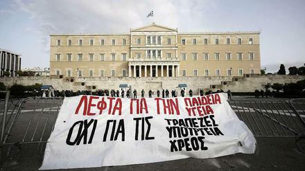 Proteste gegen Bildungsreformen in Athen im Winter 2014.