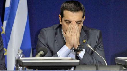 Der griechische Regierungschef Alexis Tsipras bei einer Pressekonferenz beim EU-Gipfel in Brüssel.