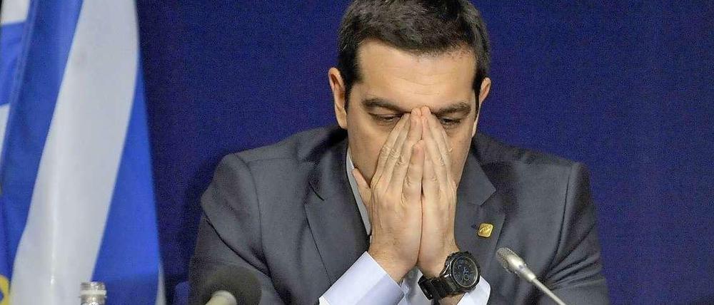 Der griechische Regierungschef Alexis Tsipras bei einer Pressekonferenz beim EU-Gipfel in Brüssel.