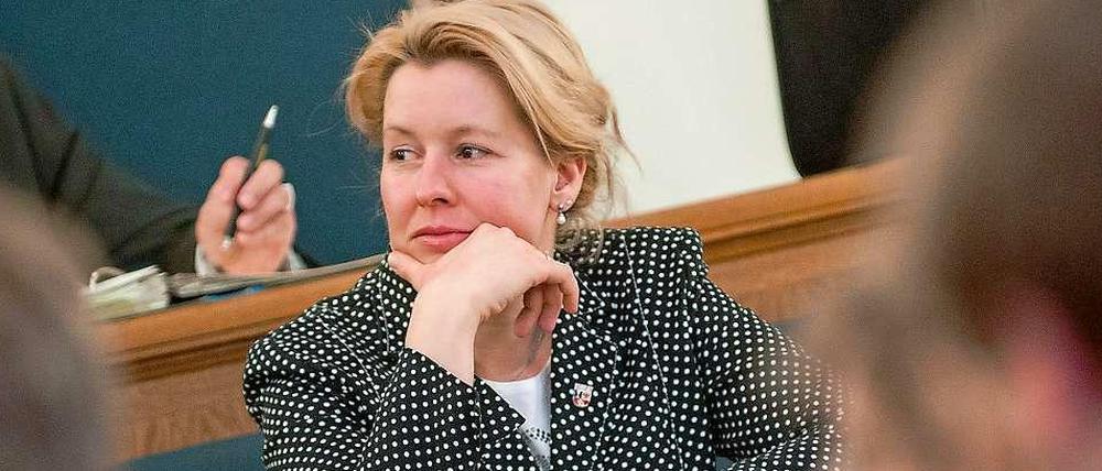 Bildungsstadträtin und designierte Bezirksbürgermeisterin von Neukölln Franziska Giffey in der Bezirksverordnetenversammlung.